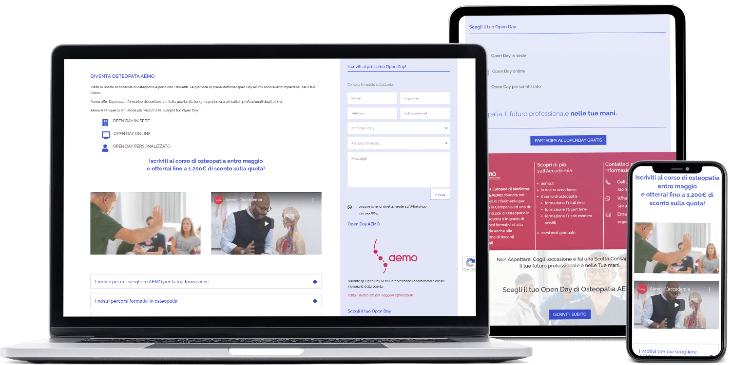 Layout responsive squeeze page per Scuola di Osteopatia Aemo
