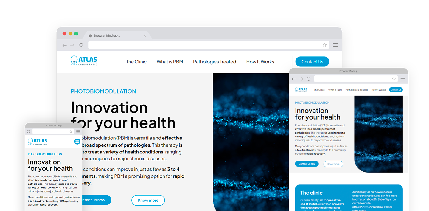 Landing page per clinica chiropratica Atlas, realizzata da Isola di Comunicazione